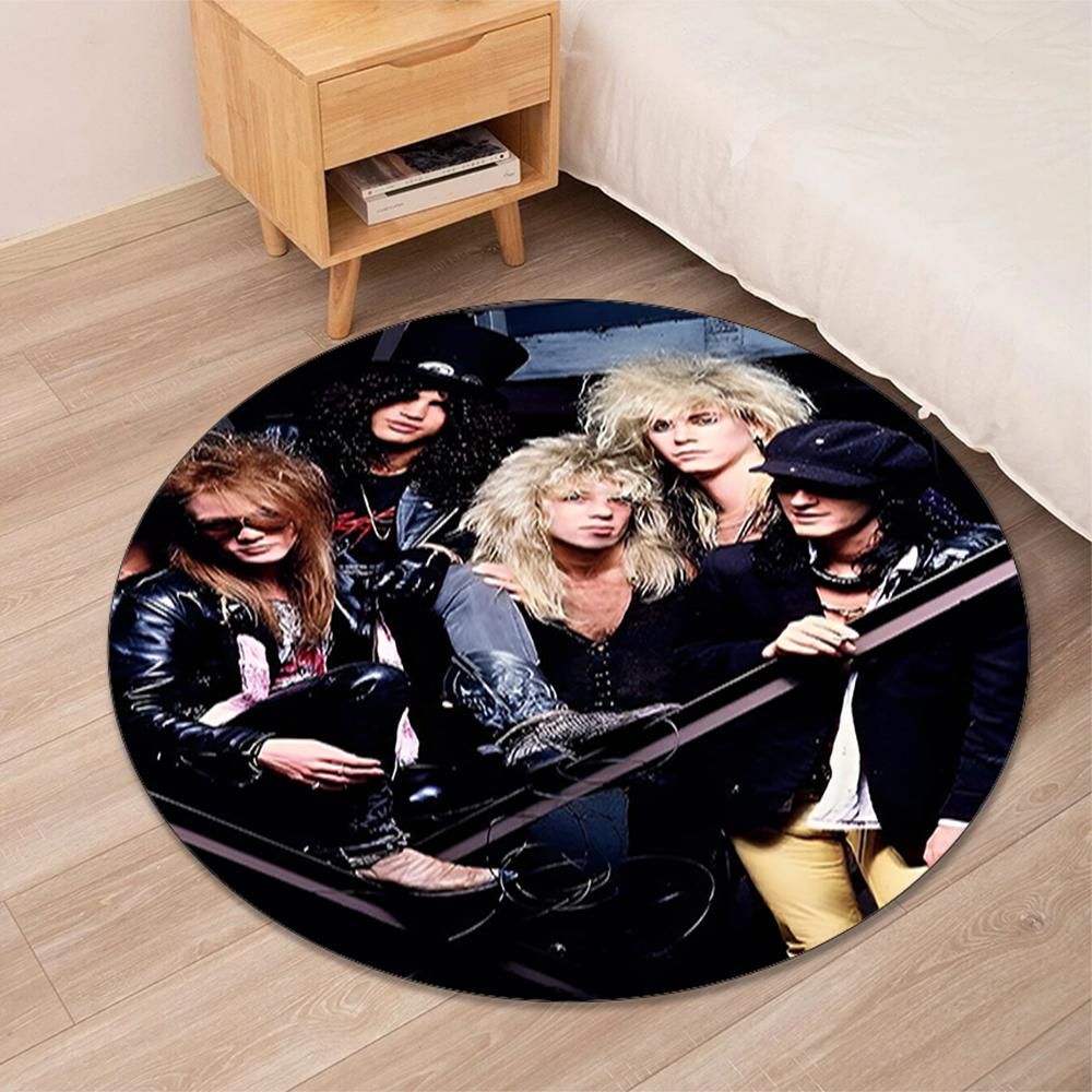 Guns N Roses Printed Round Rug Carpet Chair Rug Area Rug Entryway Doormats,for Office Chair Living Room Bedroom Kitchen Room.