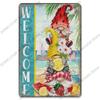 Welcome Poster Metal Plate Vintage Pumpkin Sunflower Bird Metal Tin Signs Wall Decor Garden Door Cafe Party
