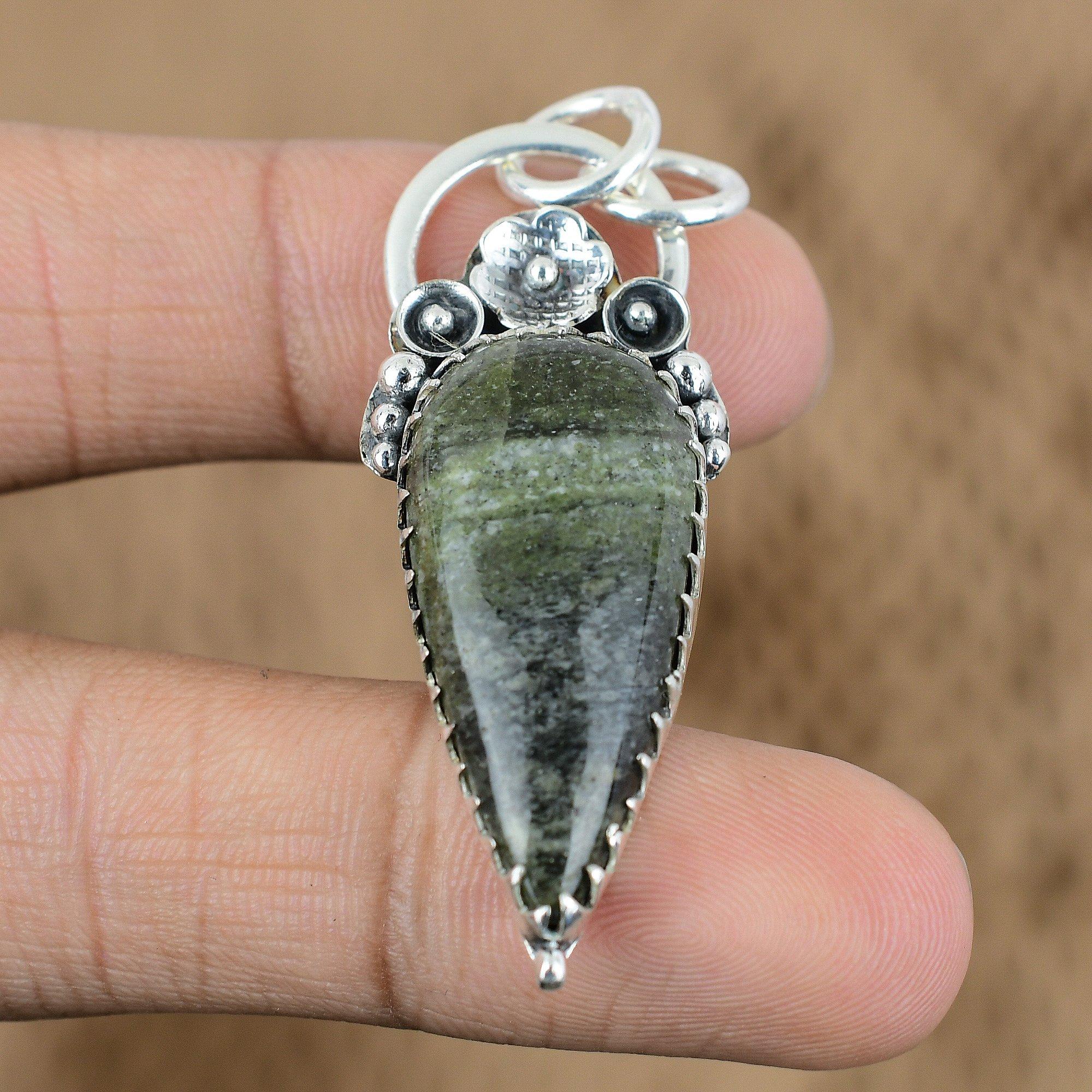 

Natural Green Swiss Opal Gemstone Pendant 925 Sterling Silver Indian Jewelry