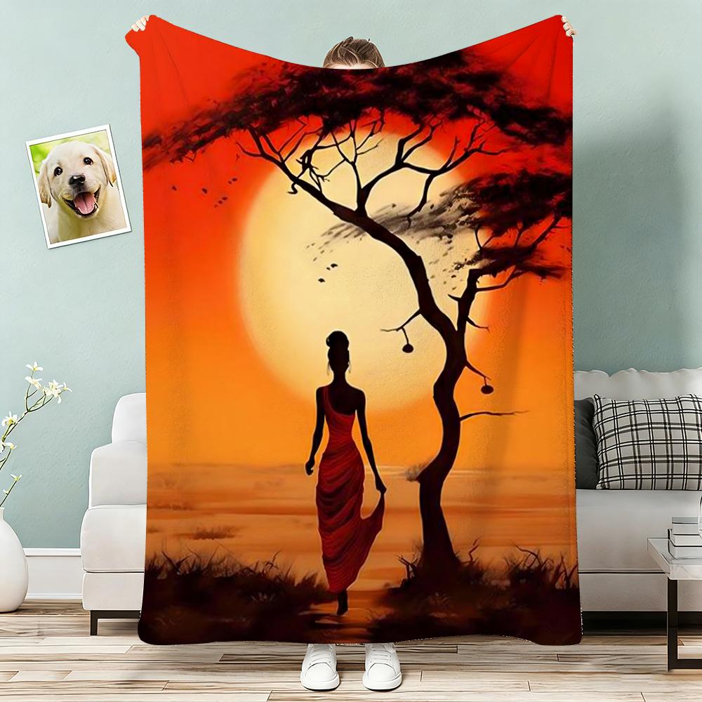 Abstract Painting African Living Throw Lightweight g Flannel Blanket Soft Skinfriendly for Summer Cooling