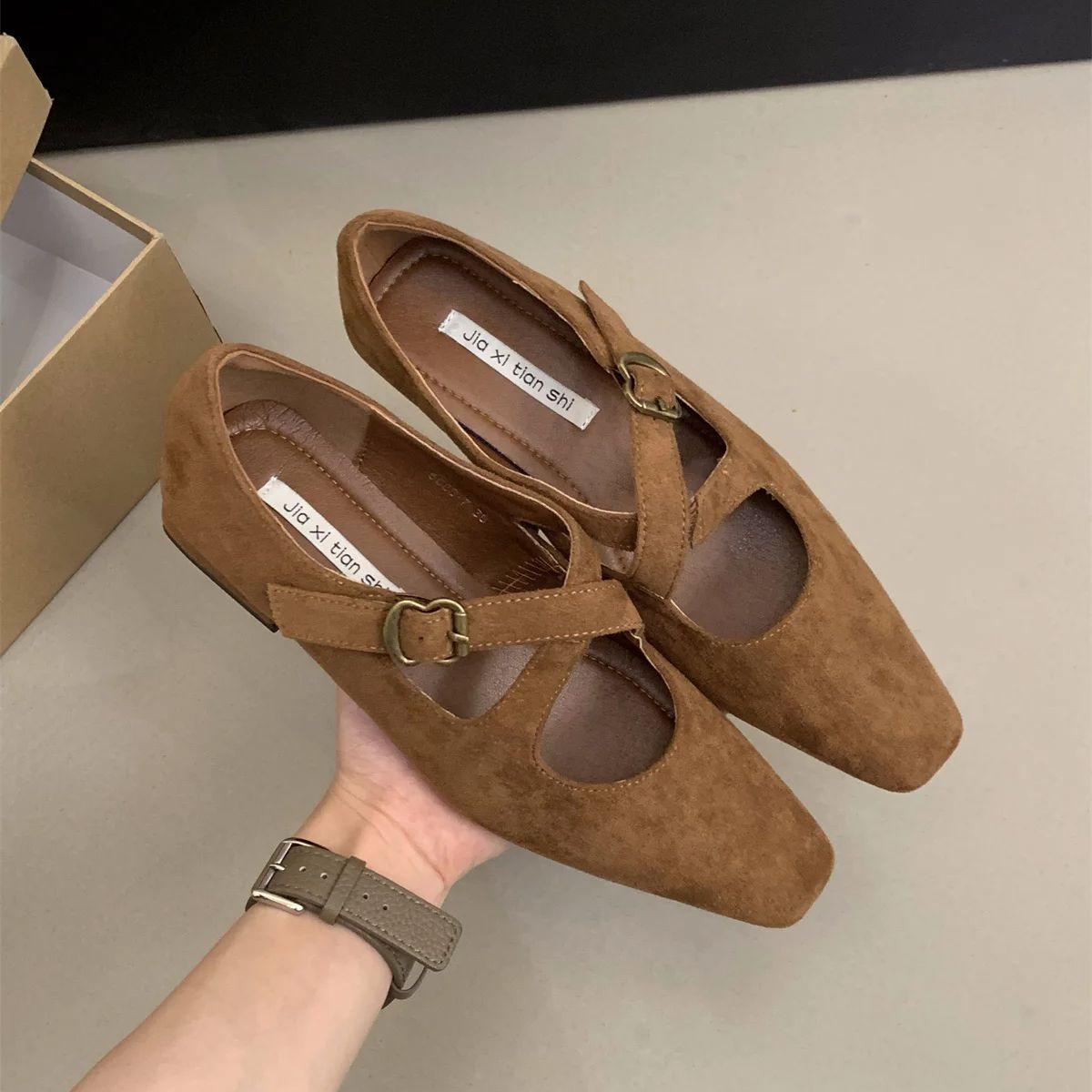 

Fashion Dancing Shoes 2024 Retro Comfort Ballet Shoes Female Casual Daily Low Heel Buckle Strap Mary Janes Women Pumps Zapatos De Mujer 39