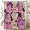 Modern Floral Shower Curtain Pink White Leaves Pattern for Bathroom Decor