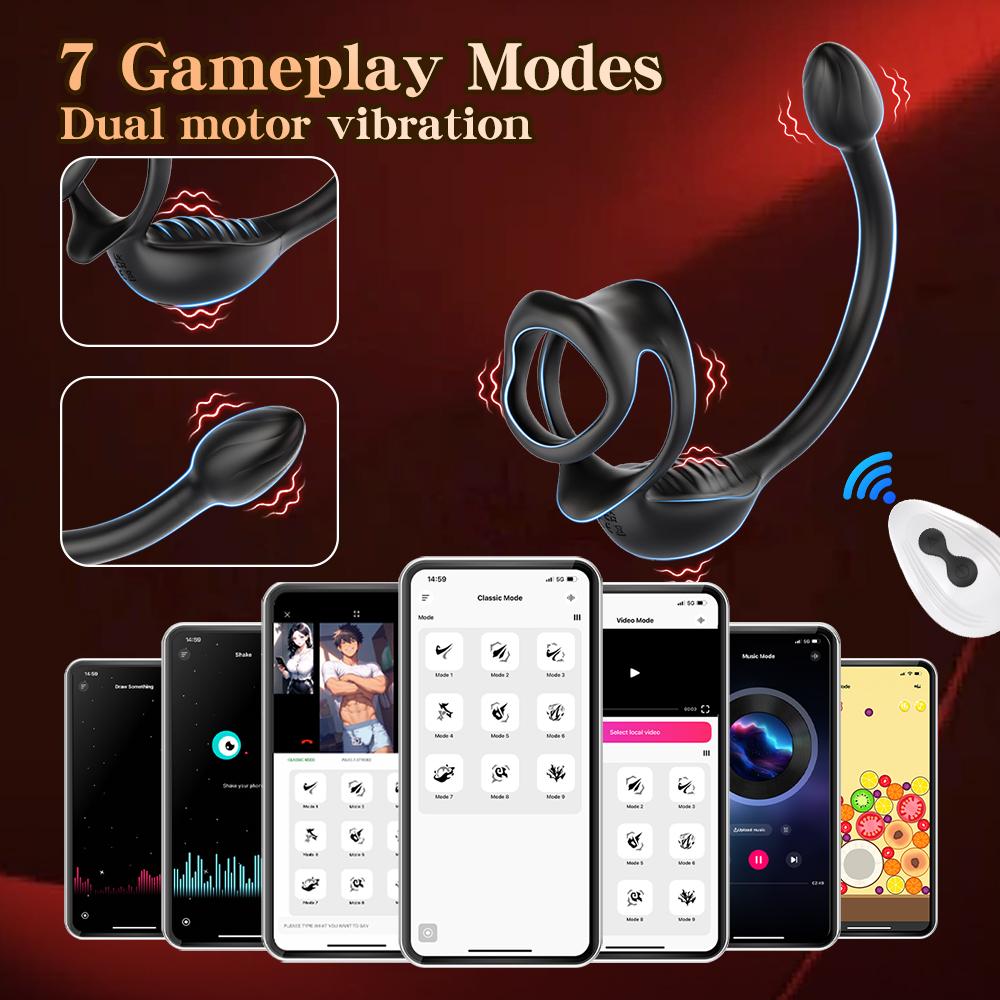 APP Control Vibrating Butt Plug Cock Ring for Men Prostate Massager Beginner Anal Vibrator Anal Plug for Gay Sex Toy for Men 18+