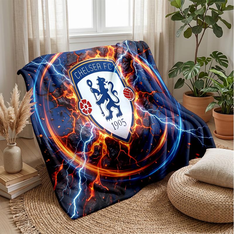 Chelsea FC Theme Blanket Soft Flannel Blanket Plush Throw Blanket Cozy Sofa Bed Blanket for Home Decor