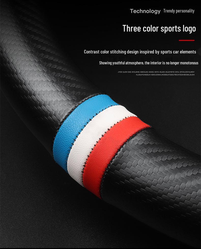 Wey Steering Wheel Cover: Carbon Fiber & Genuine Leather for VV5, VV6, Tank 300, Mocha, VV7GTPHEV