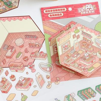 DIY Miniature Scene 3D Stickers 3D Decorative Visual Stacking Sticker Three-dimensional Cartoon Landscape Notebook Sticker