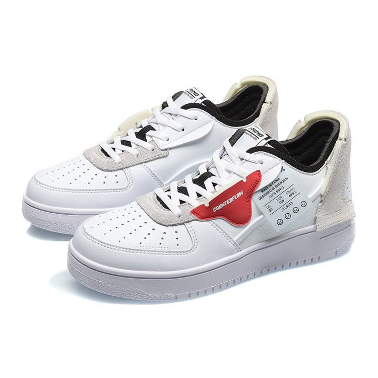 Li Ning CF Decompression Wear Resistant Non Slip Low Top Skate Shoes Women Skate Shoes White Red AGCQ394-1