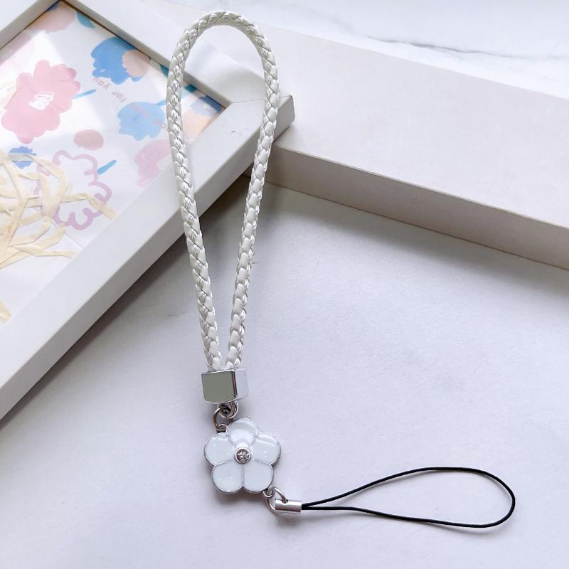 Braided Phone Wrist Lanyard With Durable Woven Strap Cute Flower Pendant For Phones Keys Daily Use