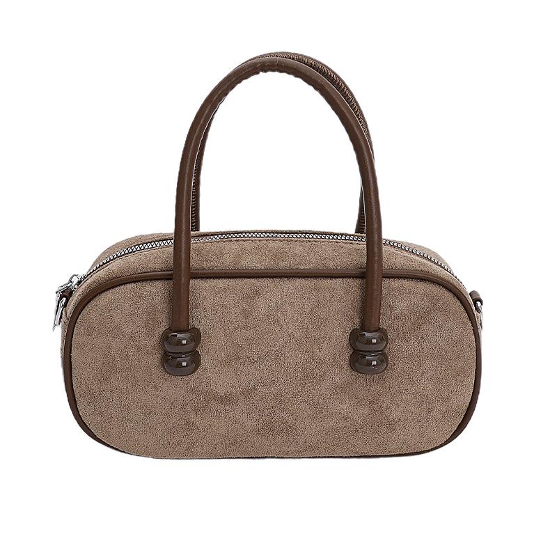 

2025 Niche Suede Solid Color Boston Bag: Stylish Versatile Women s Crossbody & Shoulder Handbag