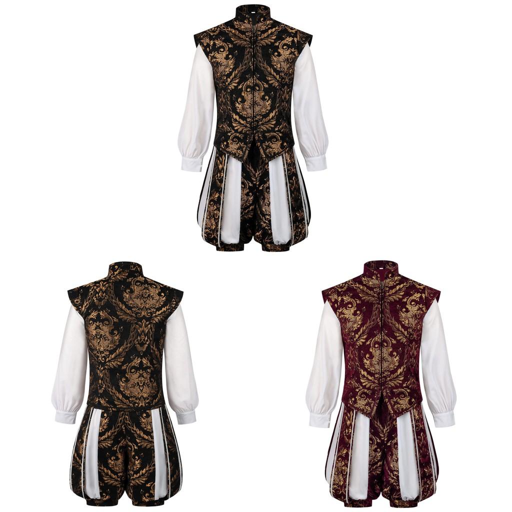 Elizabethan Renaissance Era Prince Cosplay Costume Vest Pumpkin Pants Set Gift