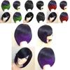 Elegant Short Mix Color Hair Wig With Natural Straight Synthetic Hair For Cosplay
