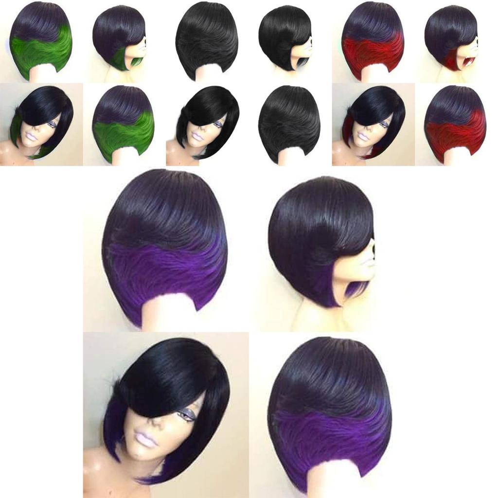 Elegant Short Mix Color Hair Wig With Natural Straight Synthetic Hair For Cosplay