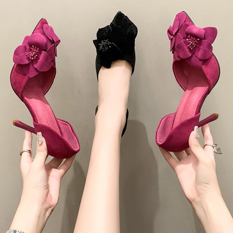 Fashion Pointed Toe Women Sandals Sexy High Heels Shoes Flower Fashion Elegant Pumps Heeled Shoes Woman 2025 New Trend Chaussures Femme