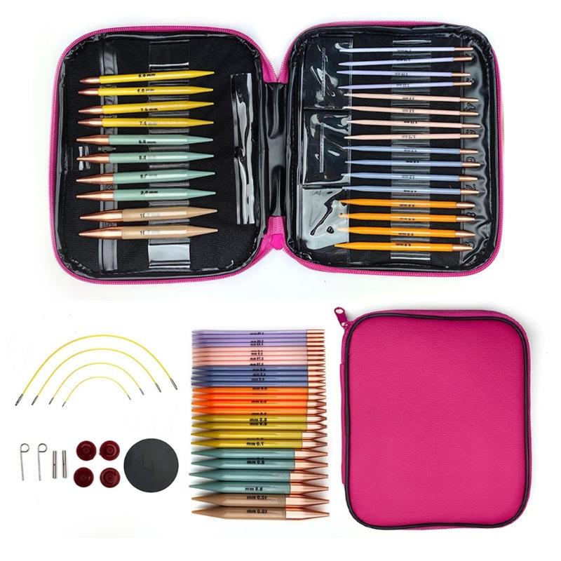 

13Pairs Interchangeable Circular Knitting Needle Set with Knitting Accessories, for Knitting Sweater Bag Hat, 2.75-10mm 1
