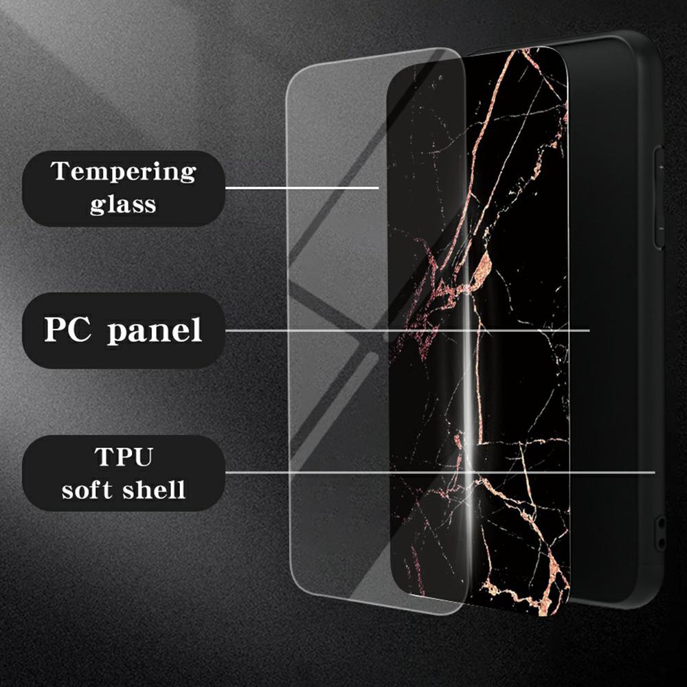 For Motorola Edge 60 Pro 5G Case Marble Pattern Tempered Glass+PC+TPU Protective Phone Cover
