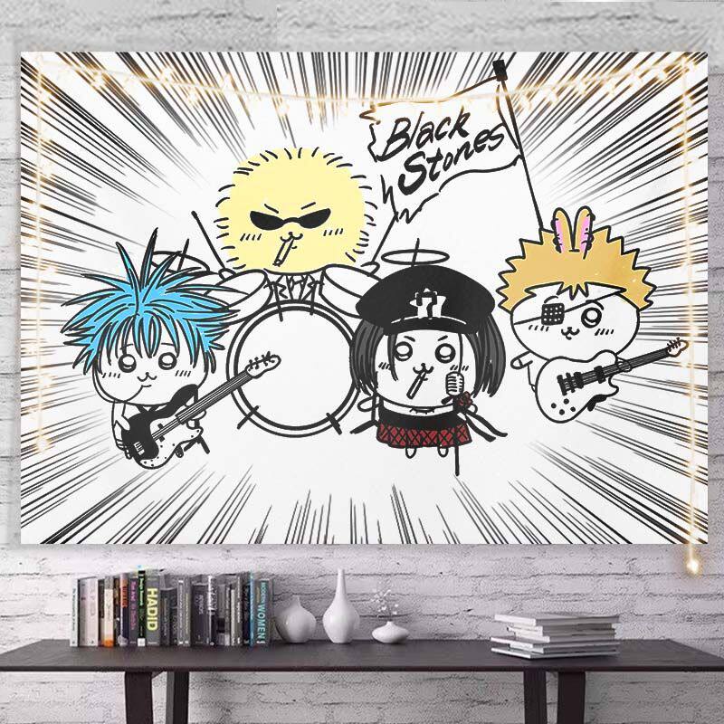 Nana Punk Rock Black Pink Anime Collage Tapestry Wall Hanging Art Decor for Bedroom Otaku Cozy Study Space Decor