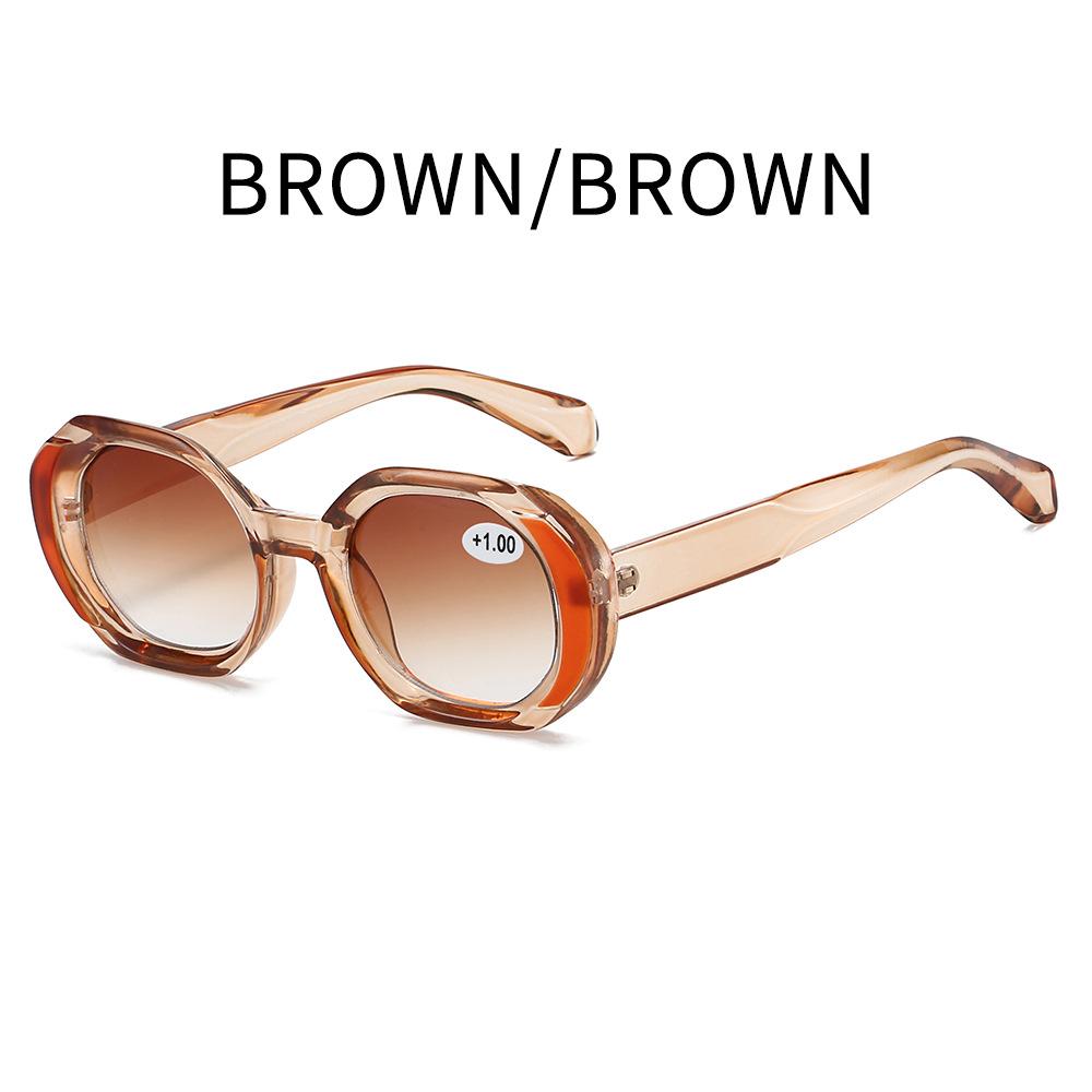 

2515 Brown Sun Reading Glasses Women S Japanese And Korean Tide Polygonal Sunglasses High Definition Presbyopia Glasses +400 degree sun reading glasses