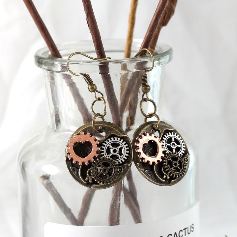 Retro Punk Styl Mechanické Ozubené Náušnice Parní DIY Pohyb Náušnice