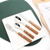 Set Dinnerware Complete Red Brown 48121624pcs Wooden Handle Cutlery Set Stainless Steel Luxury Knife Spoon Fork Kitchen Tableware