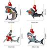 4Pcs Merry Christmas Wooden Pendant Christmas Tree Shark Pendant for Christmas Party Window Table