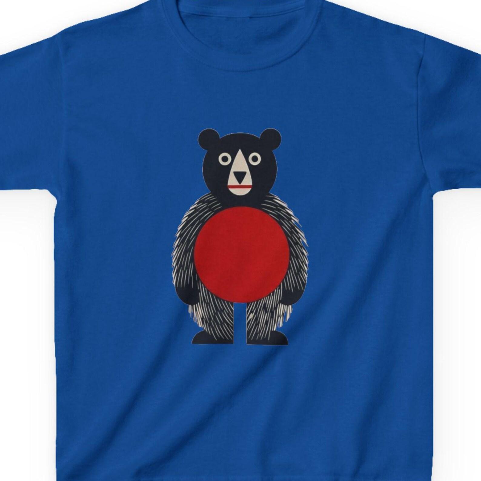 Red Belly Bear Kids T-Shirt | Cute Cartoon Animal Tee 150