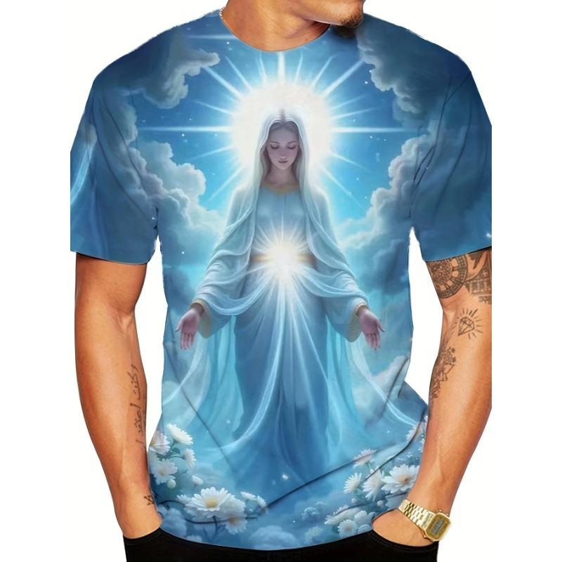 Religious Belief Virgin Mary 3D Printed Our Lady of Guadalupe Pattern T-shirts Casual Fashion Cool Short Sleeve Tops