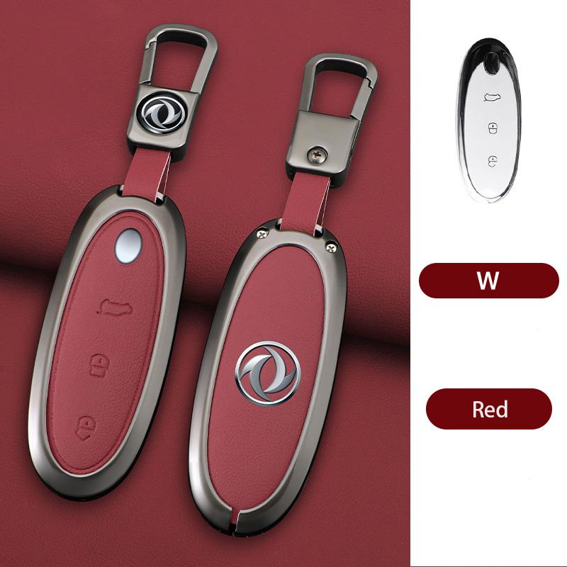 

3 Buttons Zinc Alloy + Leather Car Key Case Cover Shell Skin Holder For Dongfeng Nammi 01 New Energy Remote Key Protection