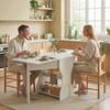 Dining Table Foldable Kitchen Table with Storage for 2-4 People Folding Table for Small Spaces Dining Room 160 x 60 x 75 cm White