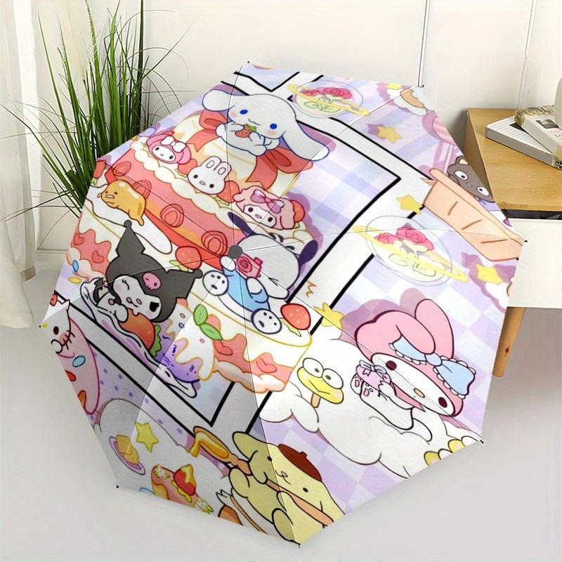 

Happy Birthday Sanrio Automatic Opening and Closing Cartoon Umbrella, Lightweight 3-Fold, With Cute Cartoon Characters, Suitable for Home, Outdoor and