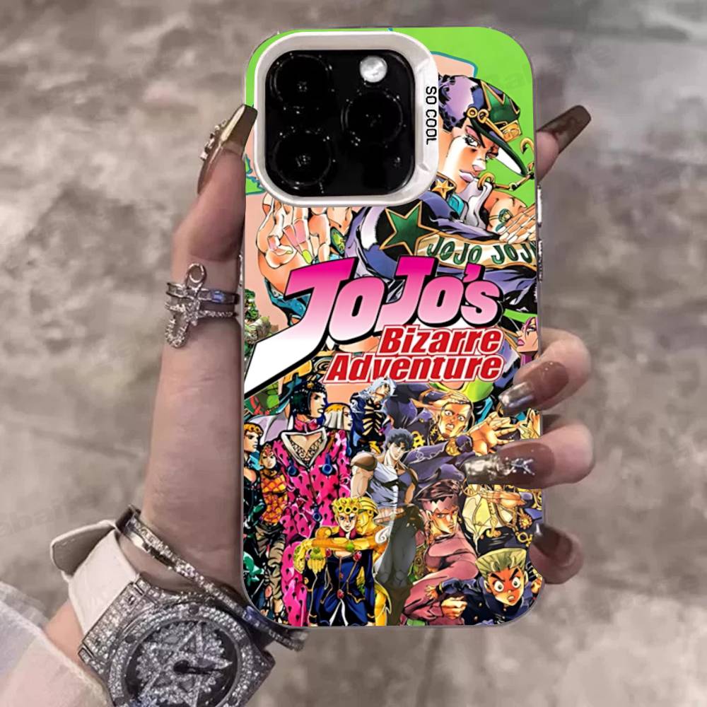 Anime J-JoJo Klassisch B-Bizarre A-Abenteuer Handyhülle Für IPhone 17 16 15 14 11 12 13 Pro Max Plus Pro Bunte Silberne Hülle