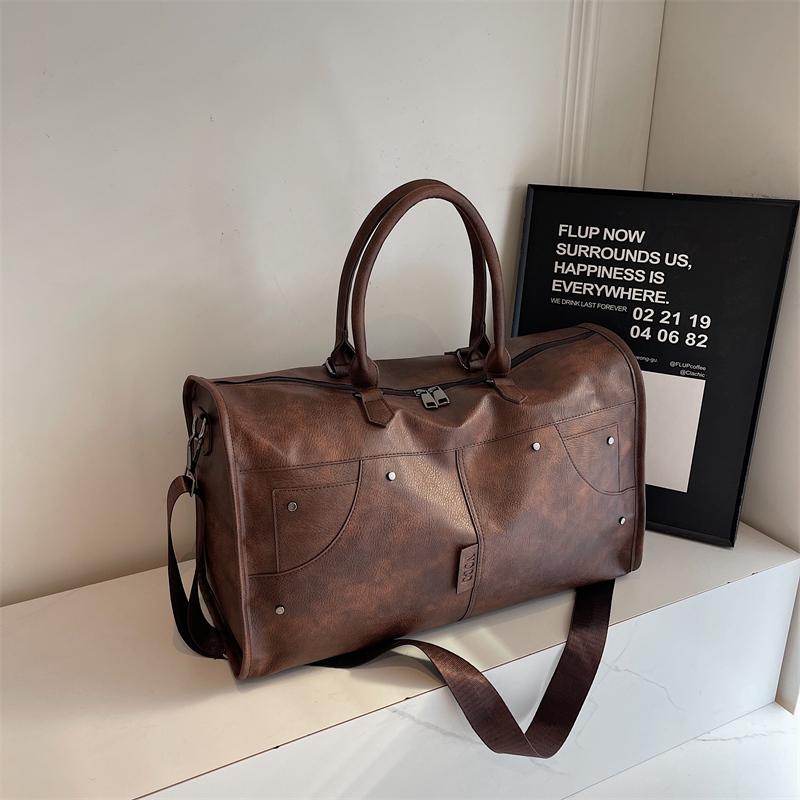Large Capacity Handbag Short Distance Travel Bag PU Women's Fitness Luggage Bag