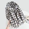 Korean Style High End Plaid Tassel Simple Scarf for Women Autumn and Winter Warm Shawl Fashion Imitation Cashmere Scarf