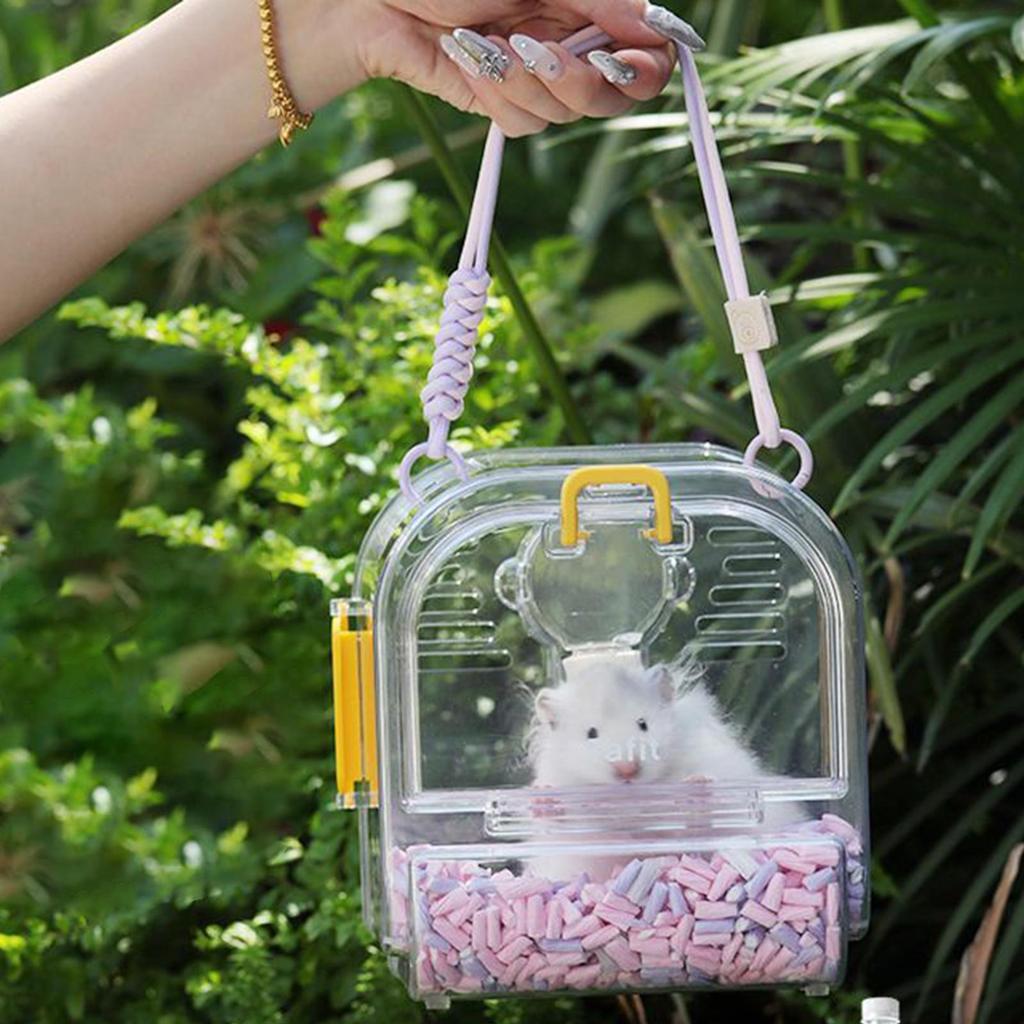 Hamster Travel Carrier Cage Small Animal Carrier Cage with Water Bottle Small Pet Outgoing Cage for Mice Squirrel Hedgehog