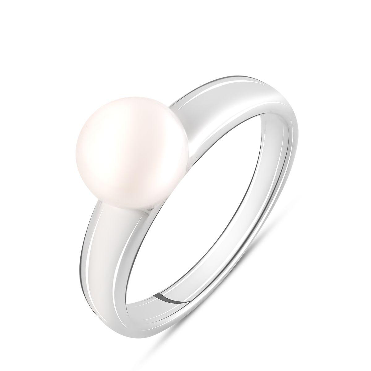 

Срібна каблучка з натуральними перлами (2081555) 18 білий