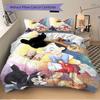 3-teiliges Bettwäscheset mit Pinocchio und Kätzchen-Aufdruck, Weiche und bequeme Bettbezüge für Schlafzimmer, Gästezimmer S078