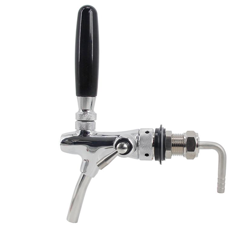 Standard European Beer Flow Control Faucet with 50mm Shank & 8mm Elbow Tailpiece G5/8" Adjustable Beer Tap Homebrew Kegging Bar