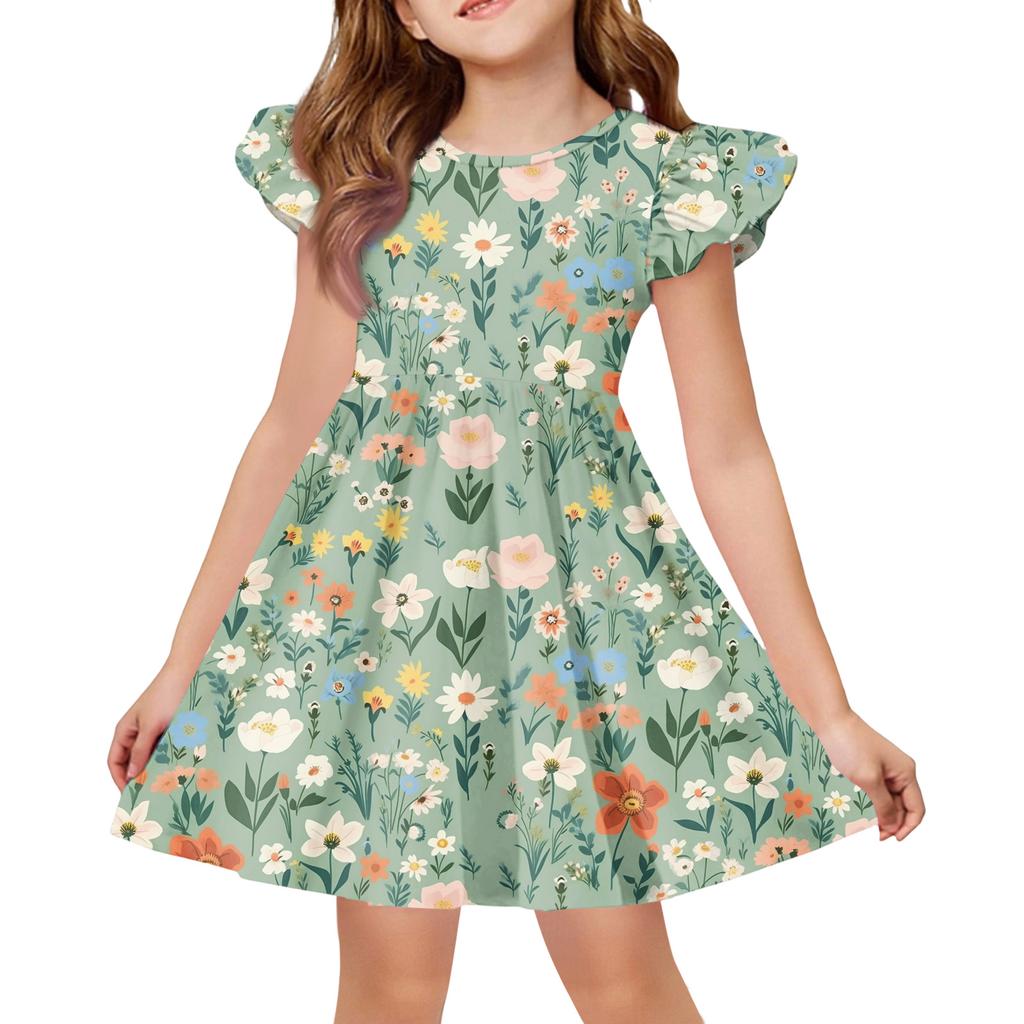 Girls' Summer Princess Dress , A,Line T,Shirt Dress Easter Day
