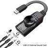 GS3 USB 2.0 External Sound Card Virtual 7.1 Channel Sound Card Adapter Plug and Play with Hdphone Microphone  s Volume Control   Mic Games Sound