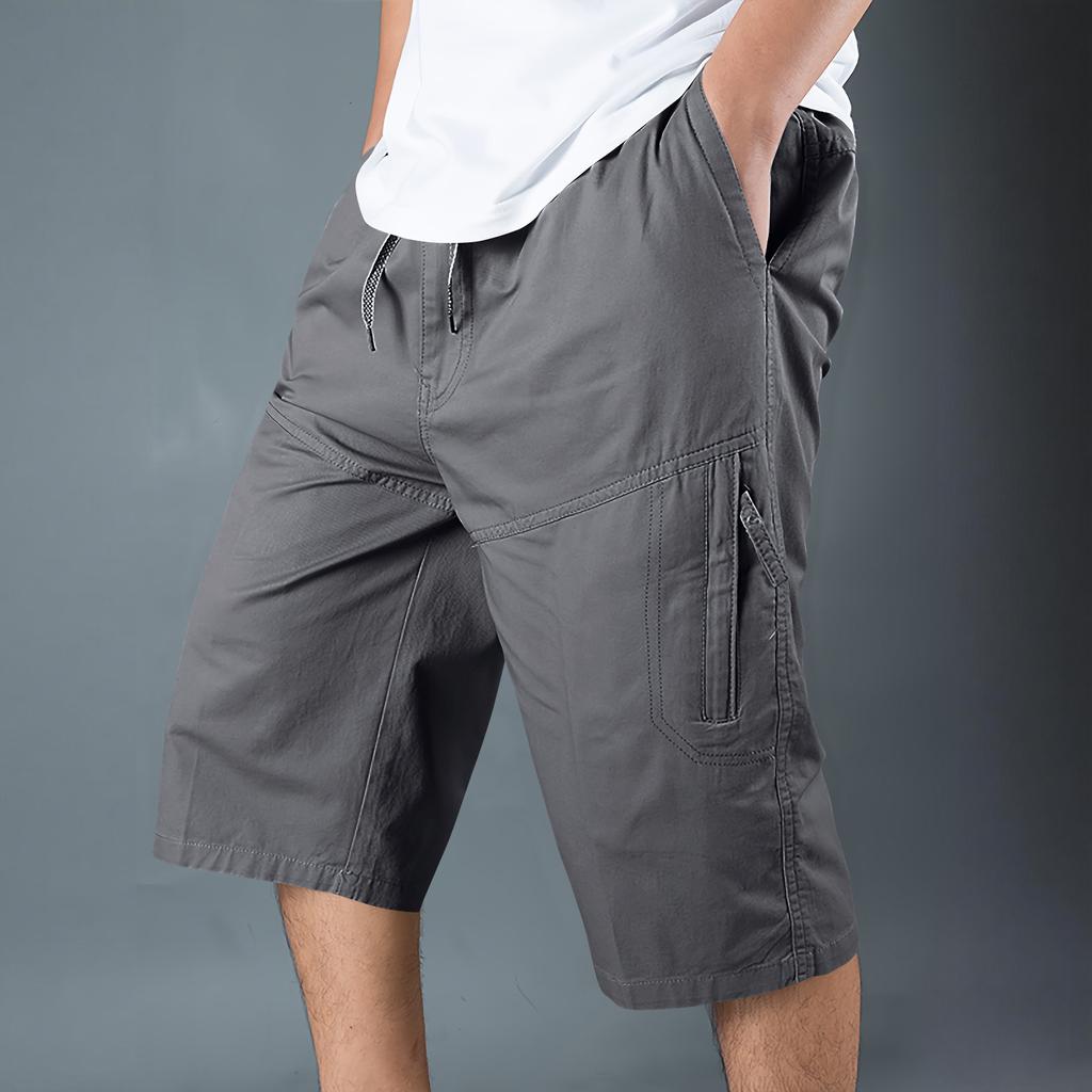Leichte lässige Herren-Cargo-Shorts mit mehreren Taschen, Kordelzug in der Taille, lockere Passform für Outdoor-Aktivitäten und den täglichen Gebrauch