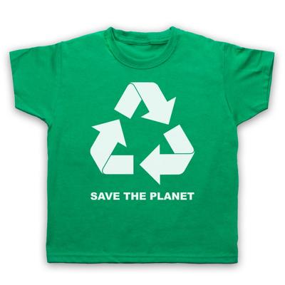 Recycle Save The Planet Green Living Slogan Love Earth Kids Childs T-Shirt
