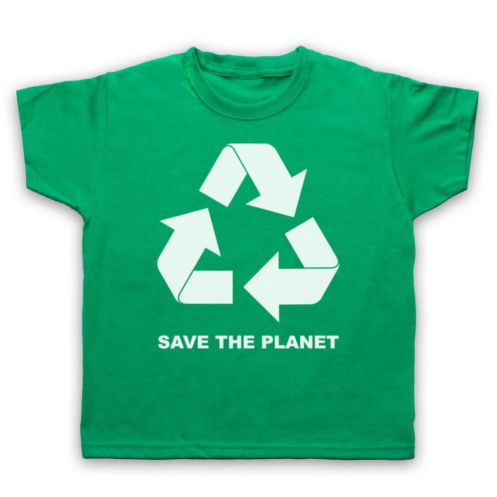 

Recycle Save The Planet Green Living Slogan Love Earth Kids Childs T-Shirt M