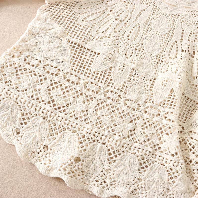 DIMANAF 2025 New Summer Basic Shirt Women Lace Blouse Short Tops Tees Casual Loose White Short  Tees