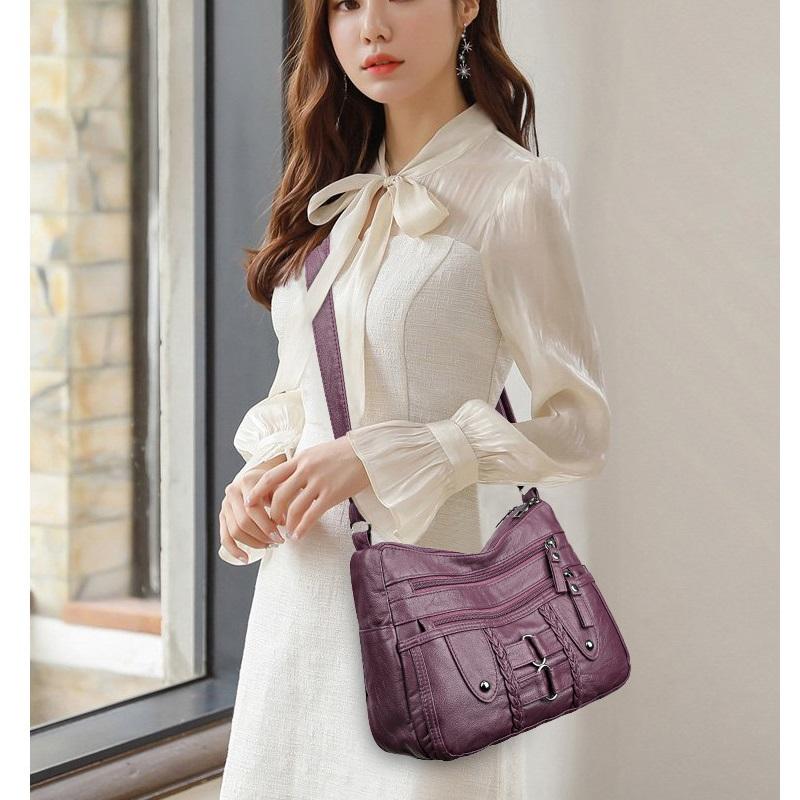 Women's Faux Leather Multi-pocket Crossbody Bag