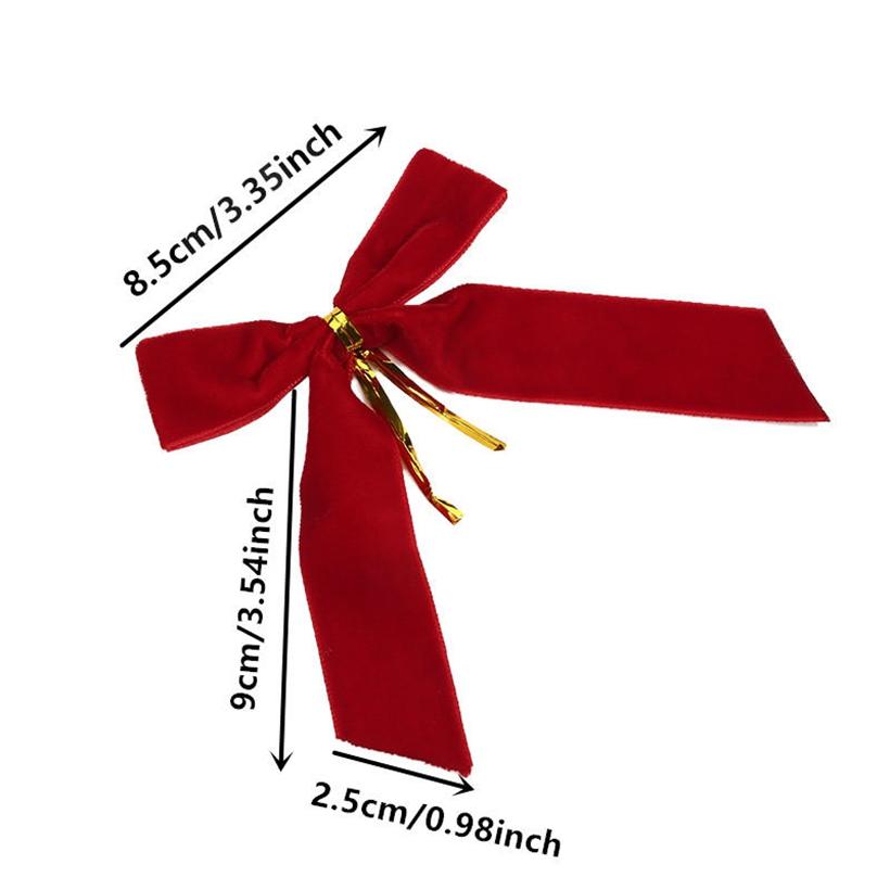 10PCS Velvet Bows for Christmas Tree Decor Wreath Garland Velvet Bow with Twist Tie Ribbon Ornament Diy Craft Holiday Wrapping Decorations