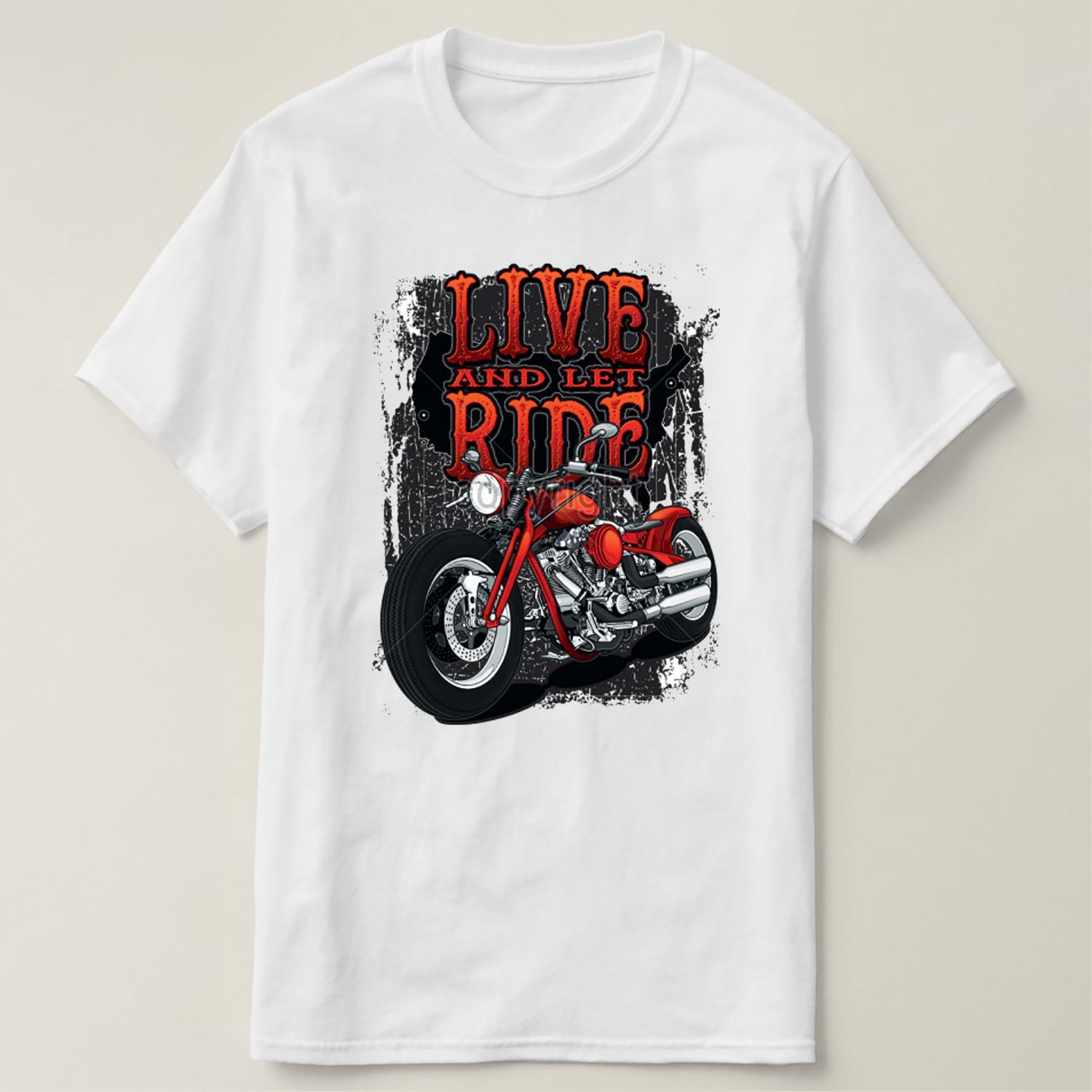 Live and Let Ride Vintage Motorcycle Biker Chopper TShirt 100 Cotton ONeck Short Sleeve Summer Casual Mens Tshirt Streetwear S