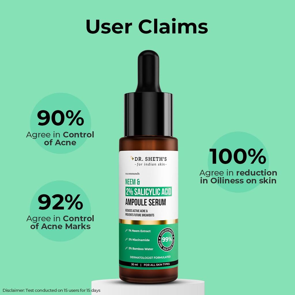 DR. Sheth's Neem & Salicylsäure Serum Für Aktive Akne Mitesser Offene Poren 30 ml