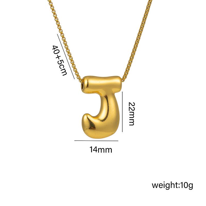 18k Gold Plated Titanium Steel Smooth Balloon Bubble Alphabet Pendant Necklace