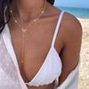 Fashion Gold Color Y-Shaped Pendant Necklaces For Women Girls Luxury Cubic Zirconia Long Tassel Dangle Choker Zircon Gift