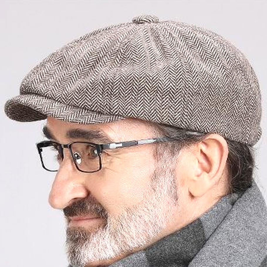 Baskerhatt för män Regissör Målare Hatt Tidningspojke Hatt Fiskbensmönstrad Åttakantig Kepsar Hattar Hett