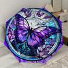 Stained Butterfly Design Automatic Opening Folding Umbrella with 8-Bone Iron Frame, Suitable for Fans, Travel, Daily Use, and Gift Giving112